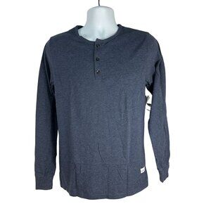 Kinetix Mens Small Navy Heather Long Sleeve Henley Shirt